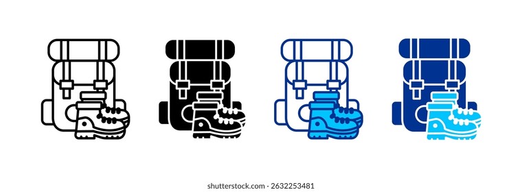 Hiking Icon Set Multiple Style Vector Illustration