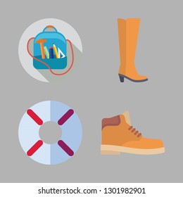 hiking icon set. vector set about help, boot and backpack icons set.