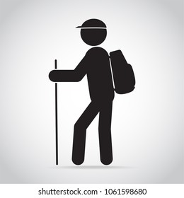 Hiking icon, trekking sign illustration