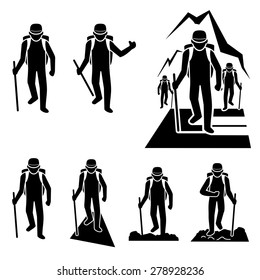 Hiking icon vector