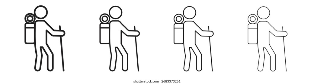 Hiking icon vector graphics. black style vector icons