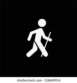 hiking icon vector isolate in black background