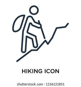 Hiking icon vector isolated on white background, Hiking transparent sign , thin pictogram or outline symbol design in linear style