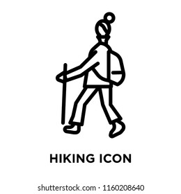 Hiking icon vector isolated on white background, Hiking transparent sign , linear symbol and stroke design elements in outline style