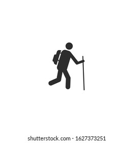 Hiking Icon vector sign isolated for graphic and web design. Hiking symbol template color editable on white background.