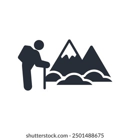 Hiking icon. vector.Editable stroke.linear style sign for use web design,logo.Symbol illustration.
