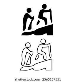 Hiking icon. Walking. Public footpath. Trail. Vector icon isolated on white background.