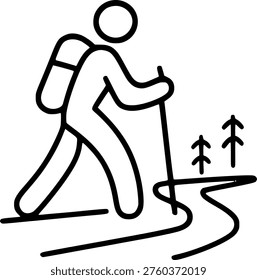 Hiking Icon. Walking. Public Footpath. Trail. Vector Icon silhouette in EPS format
