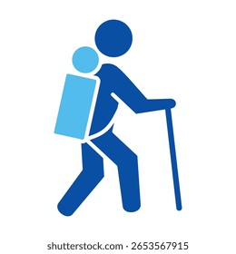 Hiking Icons In Blue Style, Vector Illustration