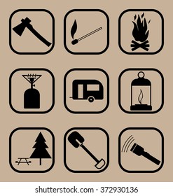 Hiking icons set 2