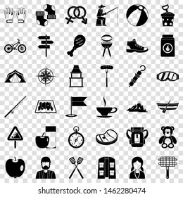 Hiking icons set. Simple style of 36 hiking vector icons for web for any design