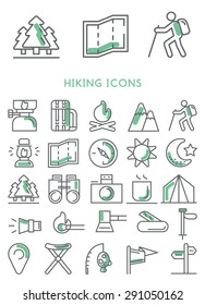 Hiking icons set vector