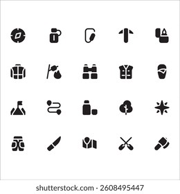 Hiking Icons with solid style, perfect for user interface projects
