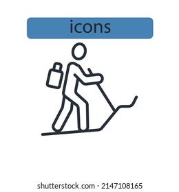 Hiking icons  symbol vector elements for infographic web
