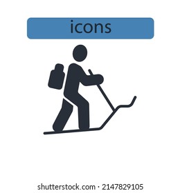 Hiking icons  symbol vector elements for infographic web
