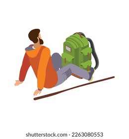 Hiking isometric icons composition with isolated view of adventure essentials on blank background vector illustration