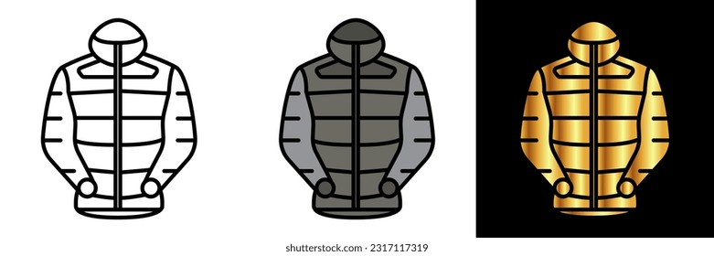 Hiking Jacket Icon, an icon representing a hiking jacket, symbolizing protection and insulation during outdoor adventures in various weather conditions.
