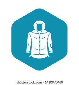 Hiking jacket icon. Simple illustration of hiking jacket vector icon for web design isolated on white background