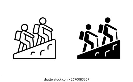 Hiking line icon set. Simple outline style. Activity, nature, trekking, walk, adventure concept, vector illustration on white background