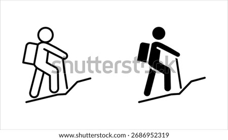Hiking line icon set. Simple outline style. Activity, nature, trekking, walk, adventure concept, vector illustration on white background