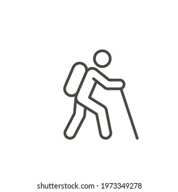Hiking line icon. Simple outline style. Activity, nature, trekking, walk, adventure concept design element. Vector illustration isolated on white background. EPS 10.