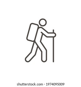Hiking line icon. Simple outline style. Activity, nature, trekking, walk, adventure concept design element. Vector illustration isolated on white background. EPS 10.