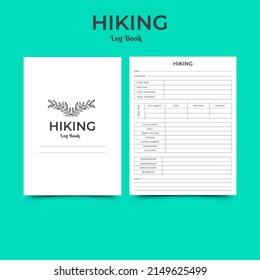 Hiking Log Book KDP Interior. newborn printable tracker, planner, notebook, mood diary.
