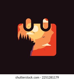 Hiking logo icon design template elements. Can be used for outdoor activities, tourism, travel, adventure, trekking