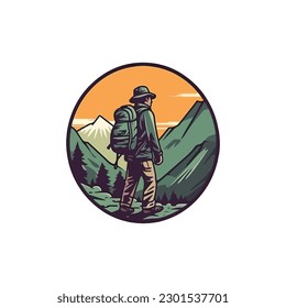 hiking logo modern simple vector