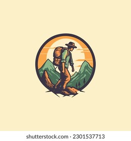 hiking logo modern simple vector