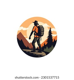 hiking logo modern simple vector