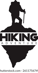 Hiking logo mountain vector design flat design style