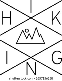 Hiking Logo with Mountains and Text