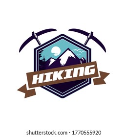 hiking logo and outdoor equipment vektor