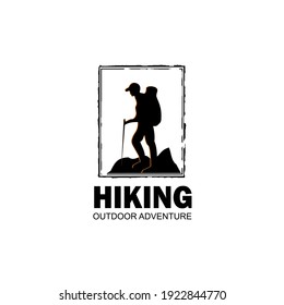 Hiking Logo Template. Vector Illustration Emblem Design