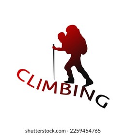 hiking logo with trendy design. person climbing icon