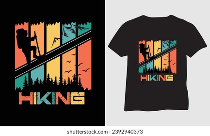 Hiking lovers t shirt Design, Outdoor t shirt, adventure vintage retro t shirt, Vector Design, Mug, label, Retro t shirt design