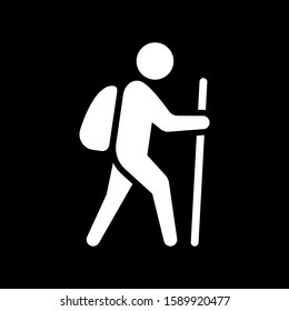 Hiking man flat vector icon. Outdoor activity symbol. Information badge.