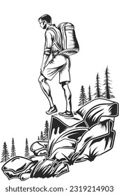 Wandermann auf der Bergvektorkonstruktion