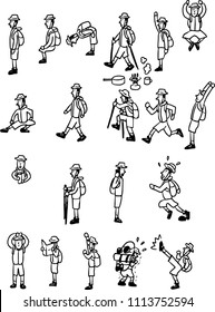 Hiking man in poses
