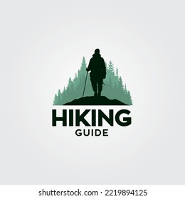 Hiking man silhouette logo vector illustration symbol