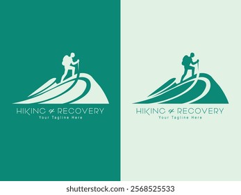 Hiking man Silhouette. hiking man with rucksacks silhouette. hiker with backpack, vector silhouettes mountaineer climber hiker people. Backpacker.