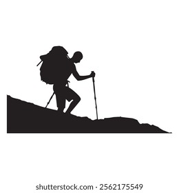 Hiking man Silhouettes. hiker with rucksacks silhouette