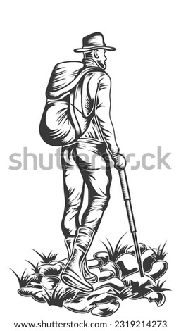 Hiking man Vector Art, mountine adventure vector