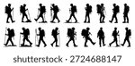 hiking man vector silhouette set hiker silhouettes