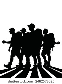 hiking mans silhouettes white background