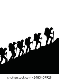  hiking mans silhouettes white background
