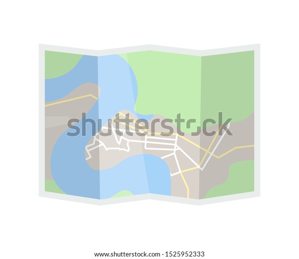 Hiking Map Flat Vector Illustration Cartography Stock Vector (Royalty ...