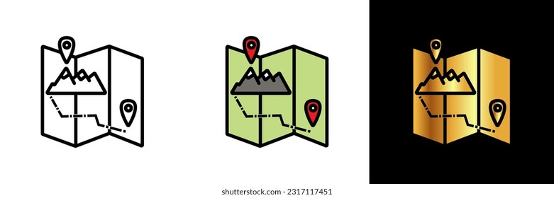 Hiking Map Icon, an icon representing a hiking map, symbolizing navigation, exploration, and adventure in the great outdoors.
