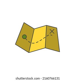 Wanderkarte, Orientierungskarte Symbol mit Farbsymbol, einzeln auf weißem Hintergrund 